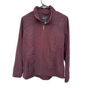Style & Co‎ Sport Women's M Burgundy Fleece Jacket Long Sleeve Casual
